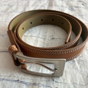 ROLFS FULL GRAIN LEATHER CARMEL BROWN WITH STITCHING DETAIL WESTERN BELT SIZE L